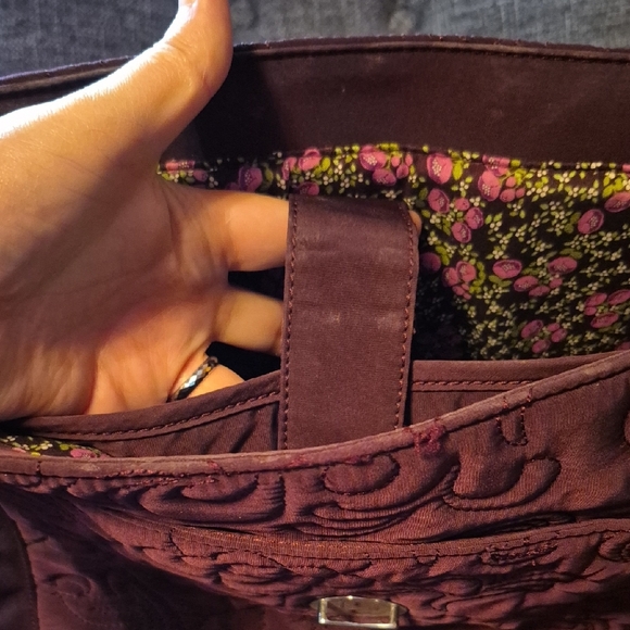 Vera Bradley Brown Laptop Bag with Embossed Floral Design - Picture 6 of 16